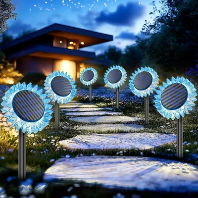 Lampa Solara Decorativa Floarea-Soarelui, LED Alb Cald, 9 LED-uri, IP44, 35 cm