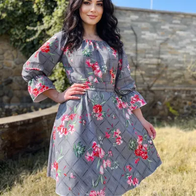 Rochie eleganta din barbie cu imprimeu floral Gala 3