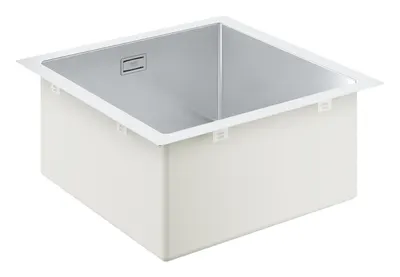 Chiuveta bucatarie Grohe K700 31578SD1, 46.4 x 46.4 cm, montare pe blat, 1 cuva, set scurgere, antifonare, Inox