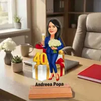 Caricatura Aniversare Femeie in costum - Statueta Personalizata tip Trofeu