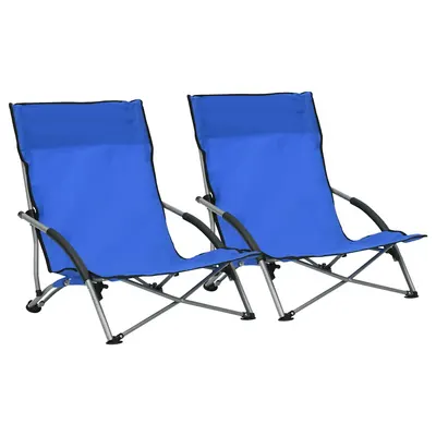 vidaXL Scaune pliante 2 buc. Material textil albastru