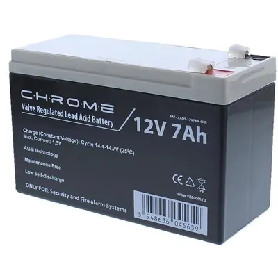 Acumulator plumb acid 12V 7Ah, terminal T1/F1 Chrome BAT-LEAD-12V7AH-CHR / BAT-LEADS-12V7AH-CHR