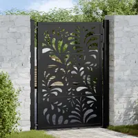 vidaXL Poartă de grădină neagră 100x125 cm, model ondulat din oțel