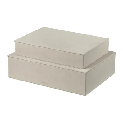 Cutii de depozitare bej 2 buc. din piele artificială cu capac 40x30x11 cm Sahla – Blomus