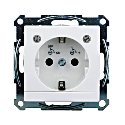 Insert priză cu contact de protecţie şi modul LED, alb