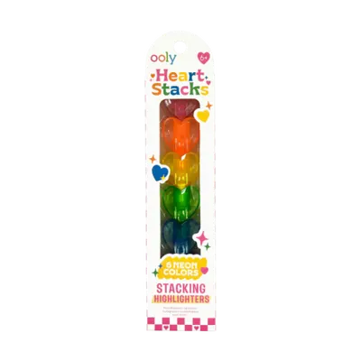 Markere intercalabile Inimioare - set 6 culori neon - Heart