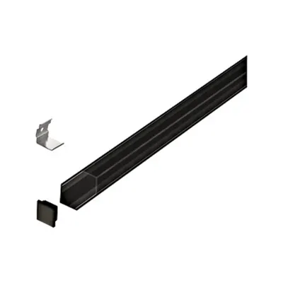 LED-Stripe Corner Profile Clear Cover black, 3000mm