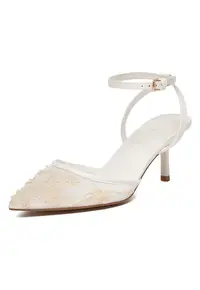 Pantofi dama - sintetic - toc mic - varf ascutit - alb