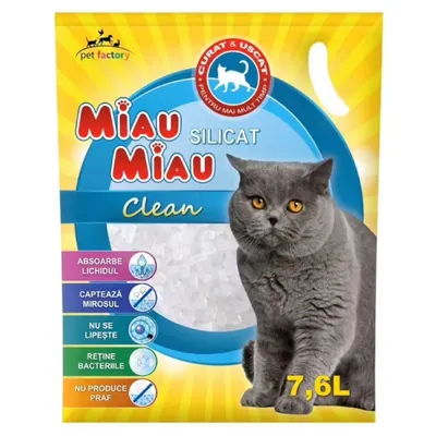 Asternut Silicatic Miau Miau, pentru Pisici, 7.6 l