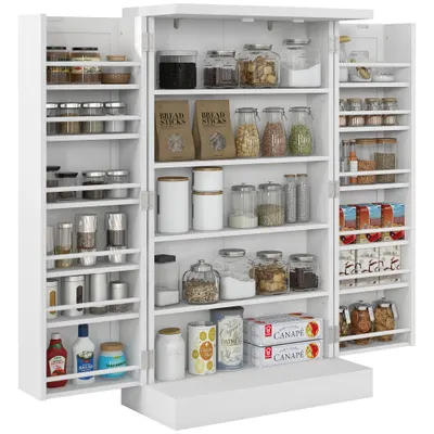 HOMCOM Dulap de Bucătărie Depozitare Independent 60x30x104cm, Alb | Aosom Romania