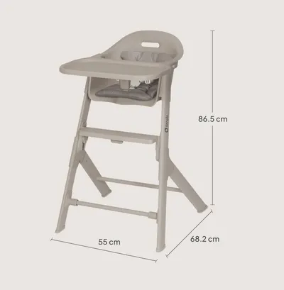 Scaun de masa Lionelo Beny Bej cu suport pentru picioare, tavita ajustabila in 2 pozitii, insertie moale, centuri in 3 puncte, sustine 15 kg, 6 luni+