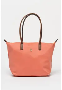 Geanta tote cu model monograma discreta Popette - Maro/Coral