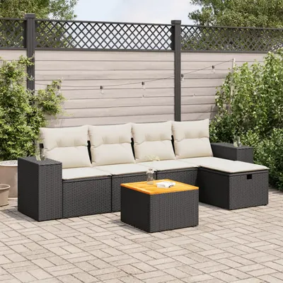 Gossi set mobilier de gradina cu perne, 6 piese, negru, poliratan