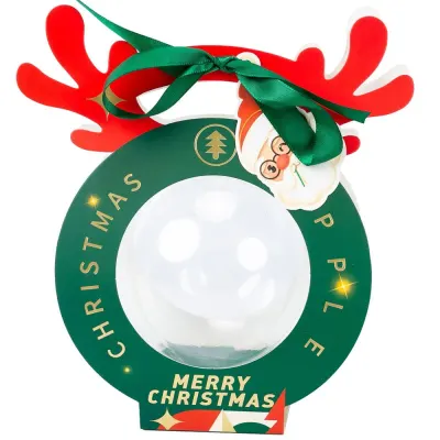 Cutie Crăciun rotundă cu glob transparent (set 25 buc) - Verde