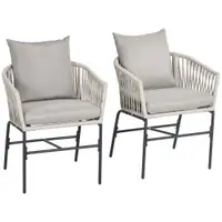 Outsunny Set Bohem de Scaune de Terasa din Franghie Impletita 2 Bucati, Scaune de Exterior cu Perne Confortabile, Design Modern | Aosom Romania