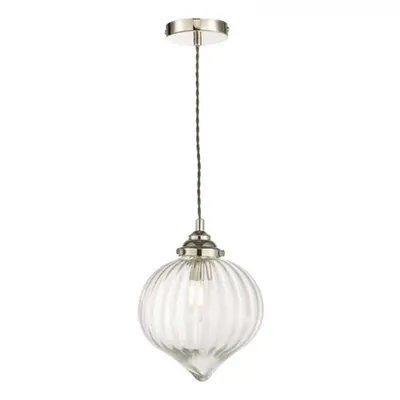 Lampa suspendata Mya 1 Light Single Pendant Polished Nickel Glass
