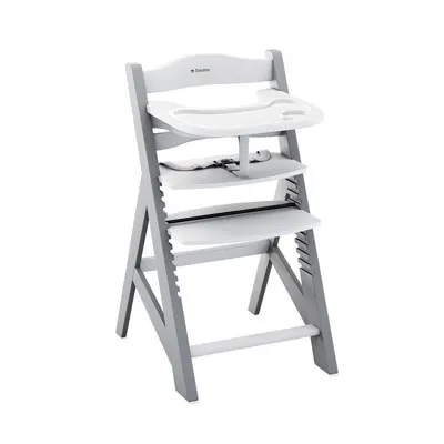 Scaun de masa copii multifunctional 4-in-1 Tulano Morsel 40 GreyWhite structura din lemn rezistent,11 nivele de inaltime ,tavita dubla,recomandat 6luni-12 ani,greutate admisa 40 kg