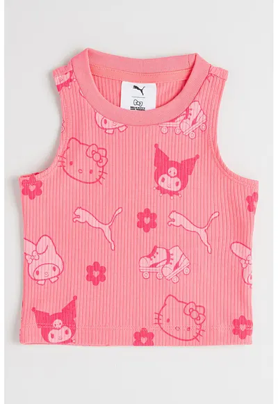 Top striat cu imprimeu Hello Kitty&Friends - Fucsia