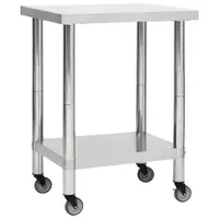 Gossi masa de lucru bucatarie cu roti, 80x30x85 cm, otel inoxidabil