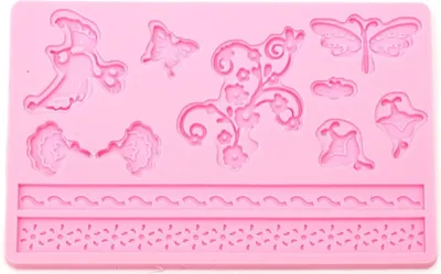 Mold din silicon (formă) Em Art – Flori și fluturi, 200 x 128 x 8 mm
