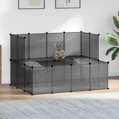 vidaXL Cușcă pentru animale mici, negru, 143x107x93 cm, PP și oțel