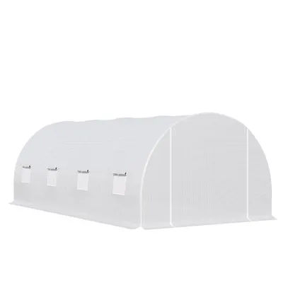 Outsunny Tunnel Sera de gradina pentru plante din PE cu tevi metalice 6x3x2m Alb | Aosom Romania