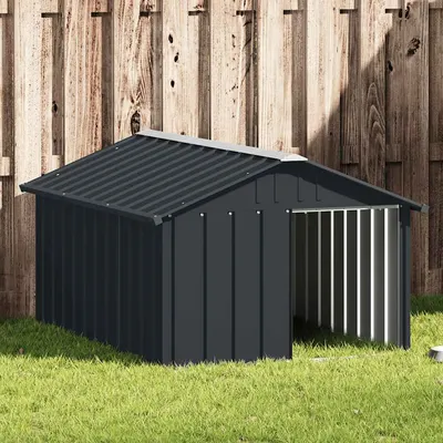 vidaXL Casă pentru câini antracit 116,5x153x81,5 cm oțel galvanizat
