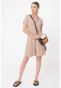 Rochie cu insertie crosetata Savannah - Maro taupe deschis