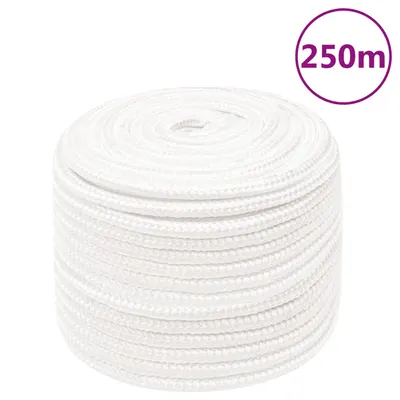 vidaXL Frânghie de barcă, alb complet, 14 mm, 250 m, polipropilenă