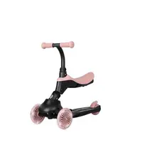 Trotineta pentru copii QPlay Sema EVO Roz 6 in 1 multifunctionala cu scaunel, maner telescopic parental, inaltime ajustabila, cadru din aluminiu, greutate admisa 50 kg