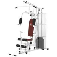 Stație de fitness multifuncțională HOMCOM cu 4 pernuțe din oțel și PU, albă