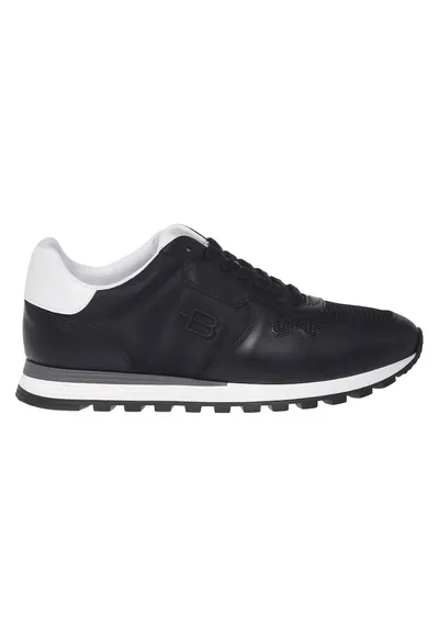 Pantofi sport low-cut cu garnituri de piele - Negru