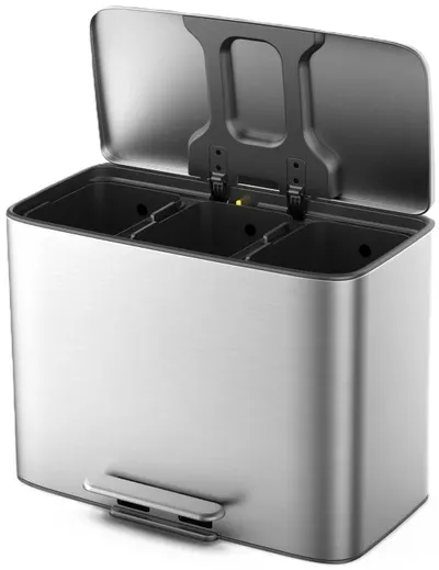 Coș triplu pentru colectare separată Inter Ceramic - ICA 8437, 3x11.5 l, argintiu