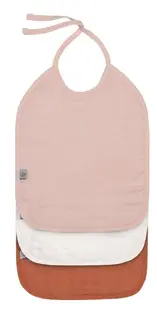 Bavețele pentru bebeluși Lassig - Medium, 3 bucăți, Powder Pink/ Milky/ Rust