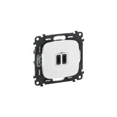 Double USB Type C+C charging prizas Valena In'matic - alb Valena Allure
