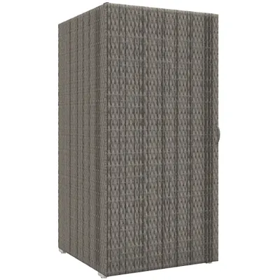 Outsunny Dulap de Depozitare din Ratan PE cu Usa pentru Exterior, Dulap de Depozitare Accesorii Independent Impermeabil, Gri | Aosom Romania