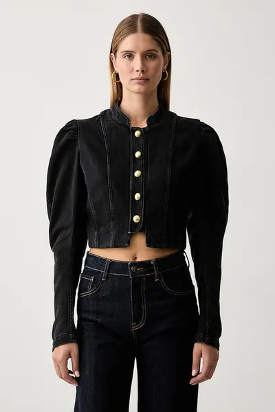 Twinset jachetă scurtă pentru femei din denim