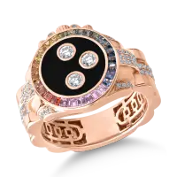 Inel din aur roz cu safire multicolore de 0.69ct si diamante de 0.6ct