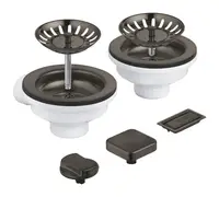Sifon chiuveta bucatarie Grohe, universal, preplin, pentru 2 cuve, ornament butoane, mat, grafit, 40998AL0