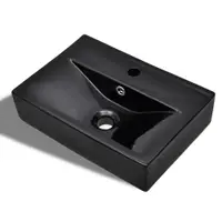 Gossi chiuveta baie loc robinet/preaplin negru ceramic dreptunghiular