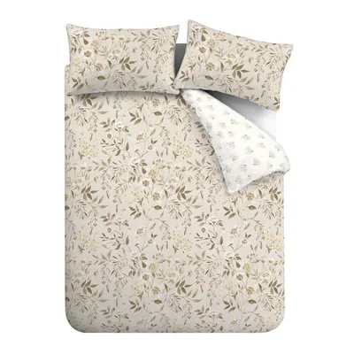 Lenjerie de pat albă-bej pentru pat dublu, extinsă 230x220 cm Isadora Floral – Catherine Lansfield
