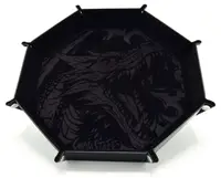 Tavă pentru zaruri GlassStaff - XL Octagonal Foldable Dice Tray, Dragon Skin Edition, neagră