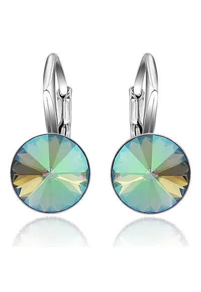 Cercei Argint 925 placat cu rodiu cu cristale Swarovski® Rivoli Leverback 8mm - Multicolor