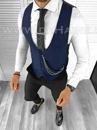 Vesta barbati eleganta slim fit bleumarin B8130 O1-4.2