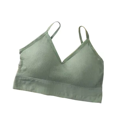 Bustiera Sport pentru Dama, cu Bretele si Spatele Gol, Fara Cusaturi, Model Push Up, Marime S/M, Verde, MIX14104