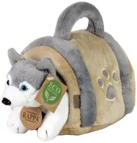 Jucărie de pluș Rappa Eco Friends - Husky cu căsuță, 13 cm