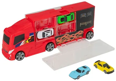 Set de joacă HTI Teamsterz -Camion transport auto, cu 4 cărucioare