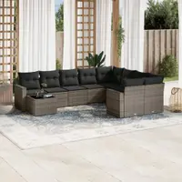 Gossi set mobilier de gradina cu perne, 10 piese, gri, poliratan