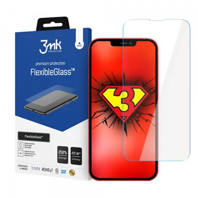 Folie de protectie Ecran 3MK FlexibleGlass pentru Apple iPhone 17e / 16e / 14 / 13 Pro, Sticla Flexibila, Full Glue