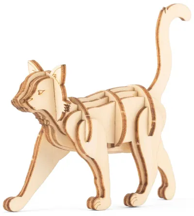 Puzzle 3D din lemn Kikkerland din 15 piese - pisică